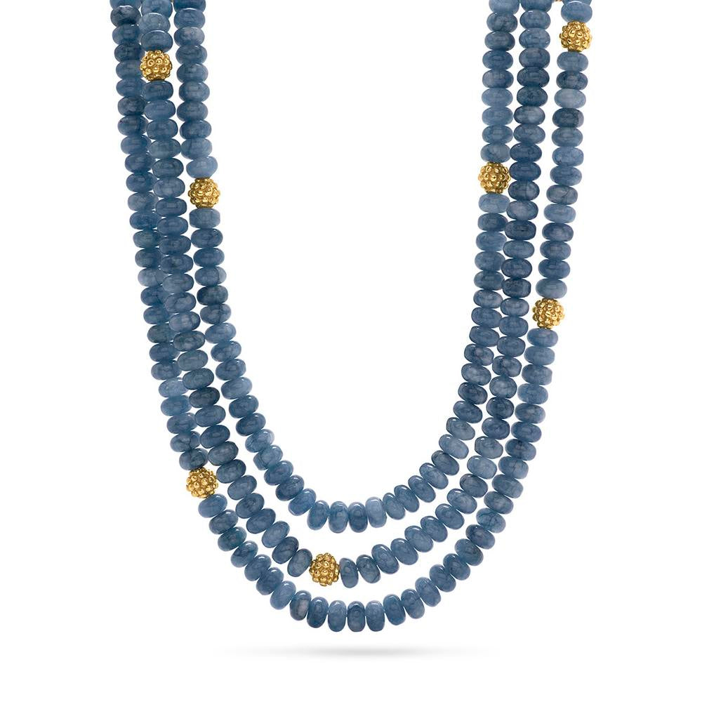 Capucine De Wulf Jewel-Toned Triple Strand Necklace with Golden Berries