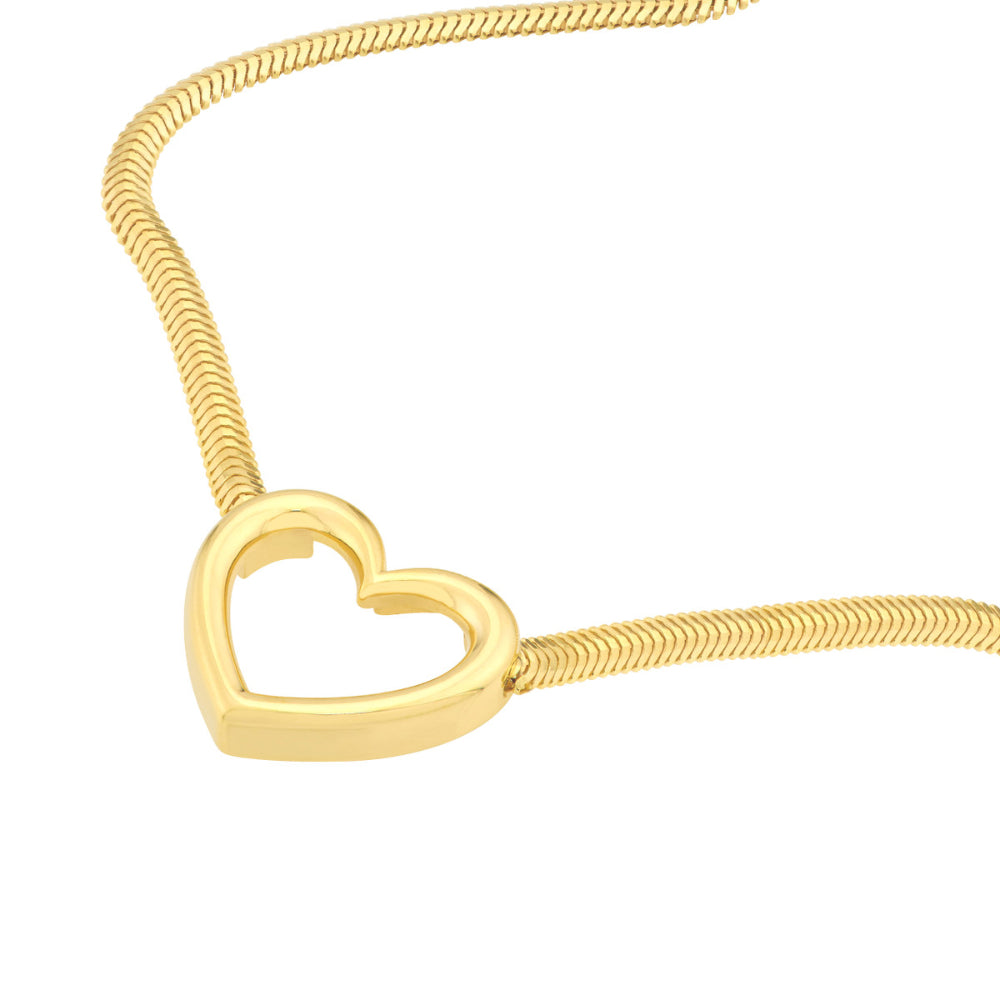 14k Yellow Gold Hollow Open Concept Heart-Shaped Pendant Necklace with Lobster Lock