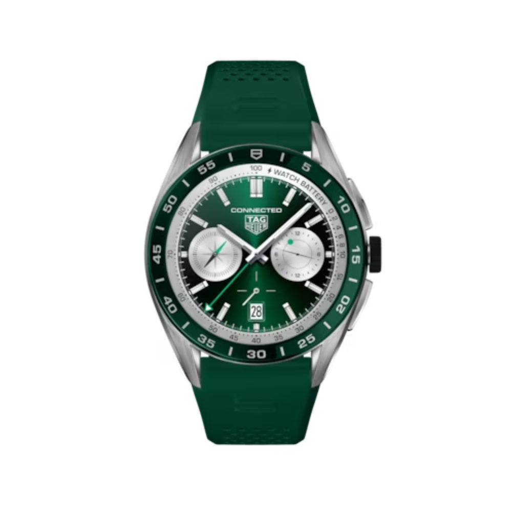 TAG Heuer 45mm Steel and Green Rubber Connected Calibre E4 Watch