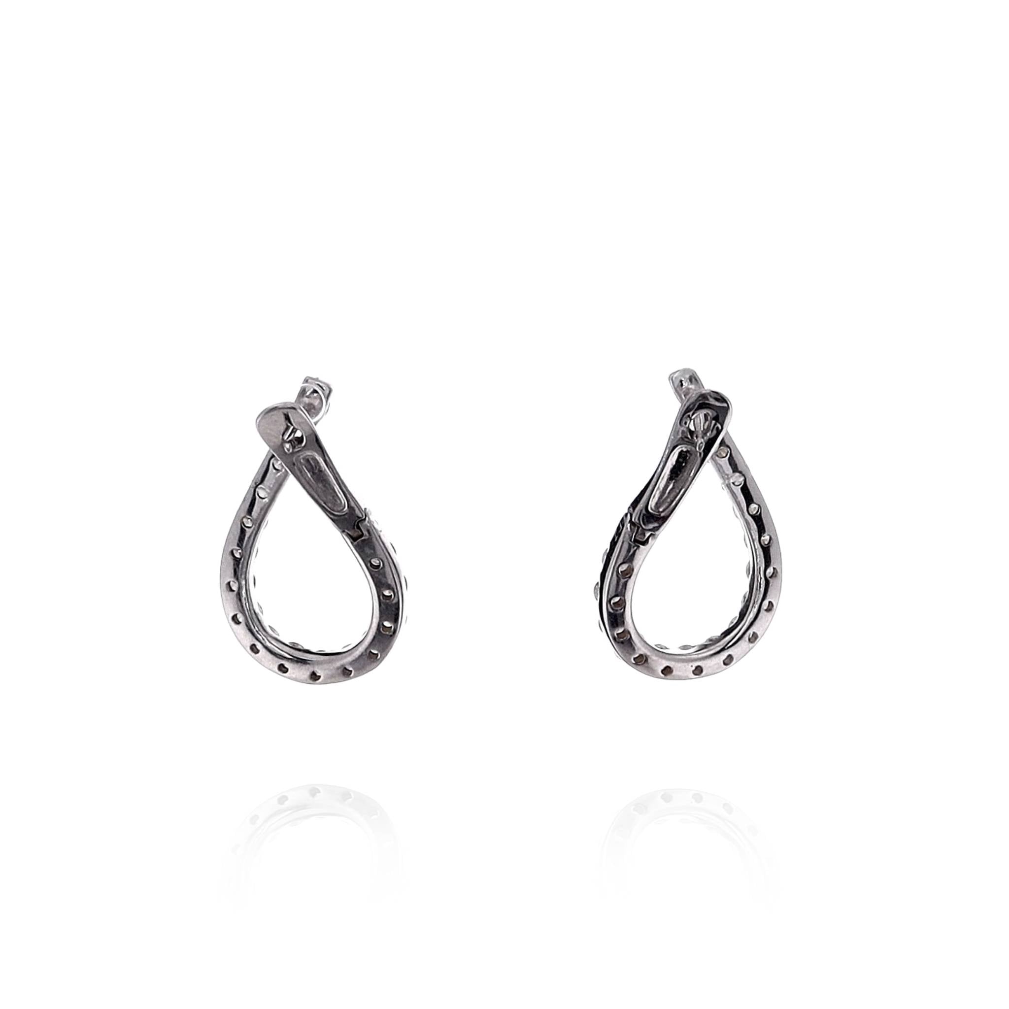 14k White Gold Front-Facing J Hoop Diamond Earrings with 1.77ct Total Weight