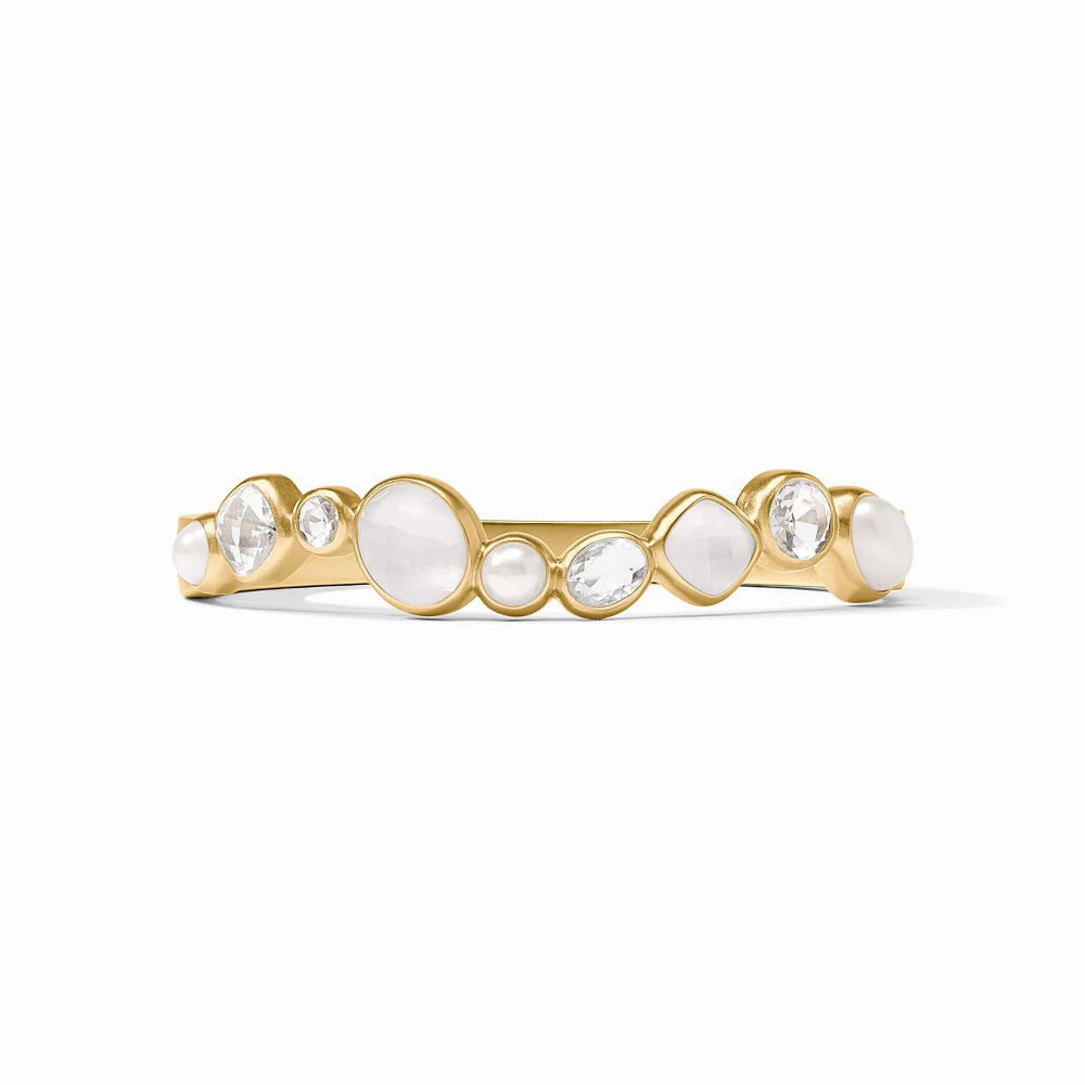 Julie Vos Sparkling Gemstone Hinge Bangle with 24K Gold Plate