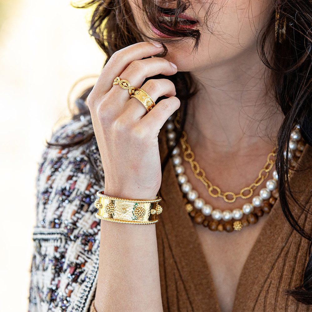 Hammered Gold Capucine De Wulf Berry Statement Cuff for Women