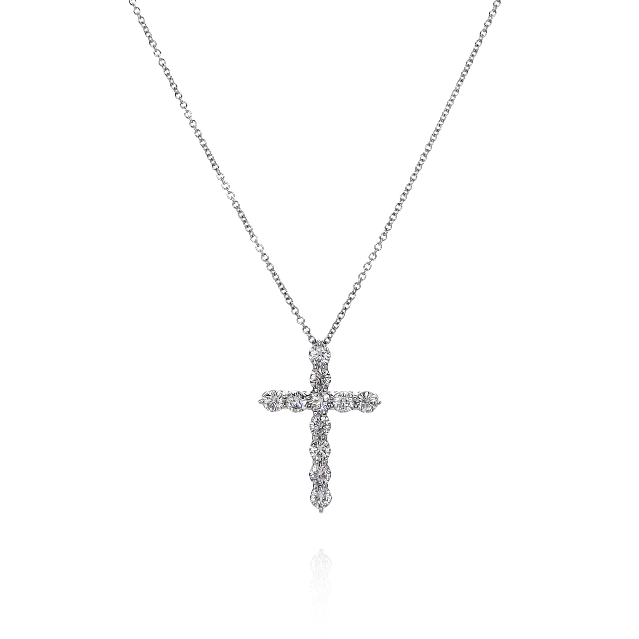 Stunning 14k White Gold 18-Inch 1-Carat Diamond Cross Pendant Necklace for Elegant Jewelry Lovers