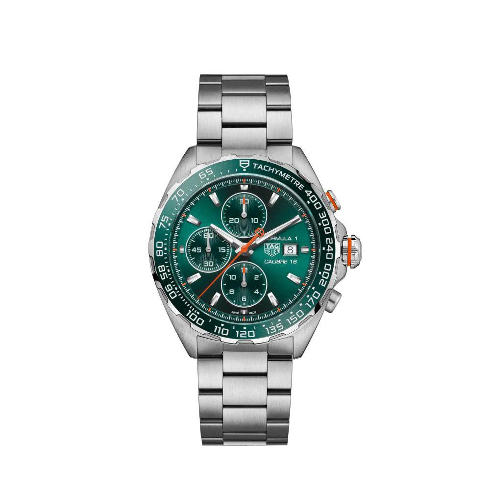 TAG Heuer Men's Formula 1 Automatic Chronograph Watch with Striking Green Dial