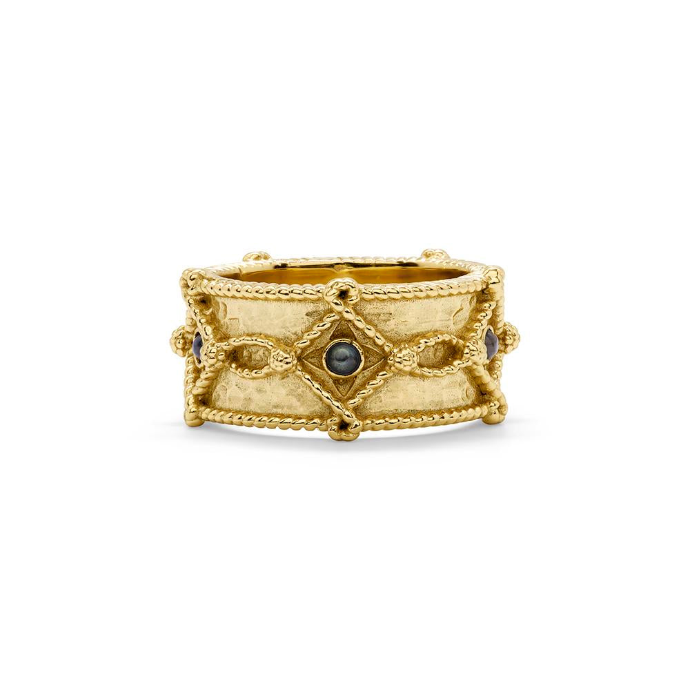 Capucine de Wulf Exquisite Hammered Gold and Blue Labradorite Victoria Ring Band