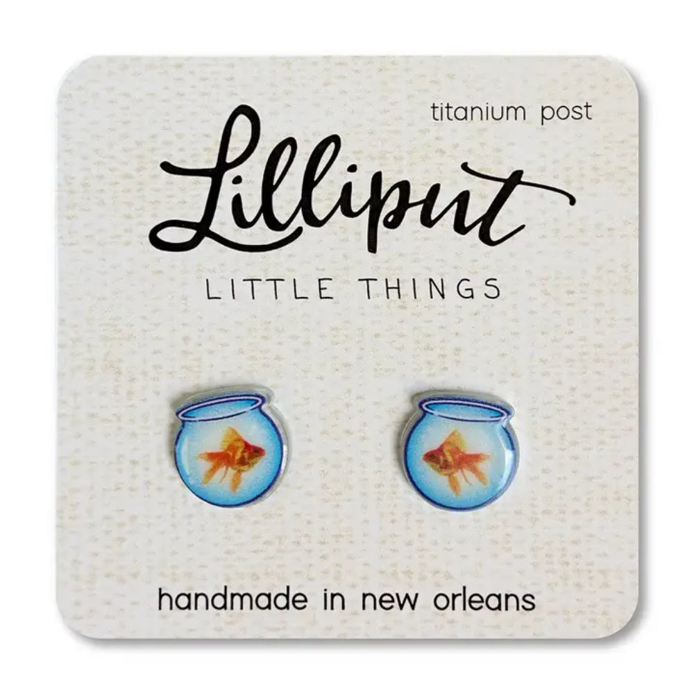 Charming Lilliput Little Things Fishbowl-themed Novelty Earrings for All-day Wear