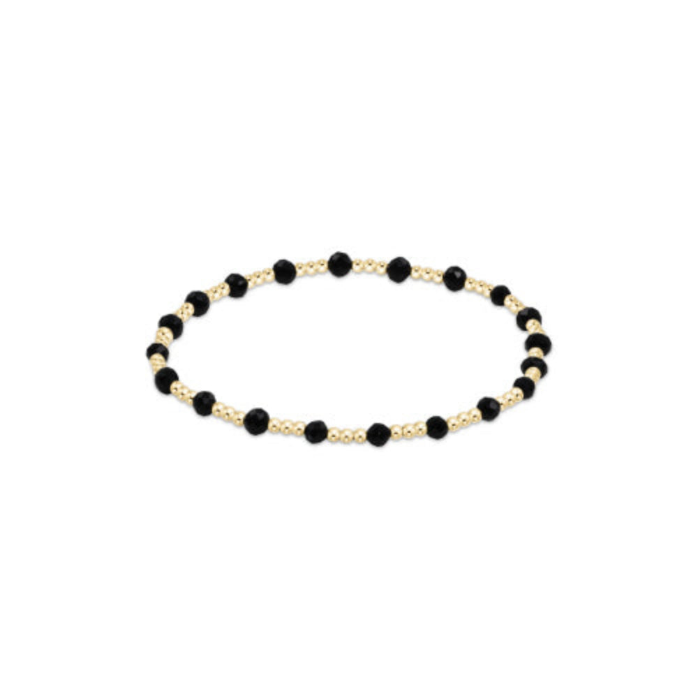 Enchanting 6.25-Inch Faceted Onyx Gemstone Gold Sincerity Pattern 3mm Beaded Bracelet for Jewelry Lovers