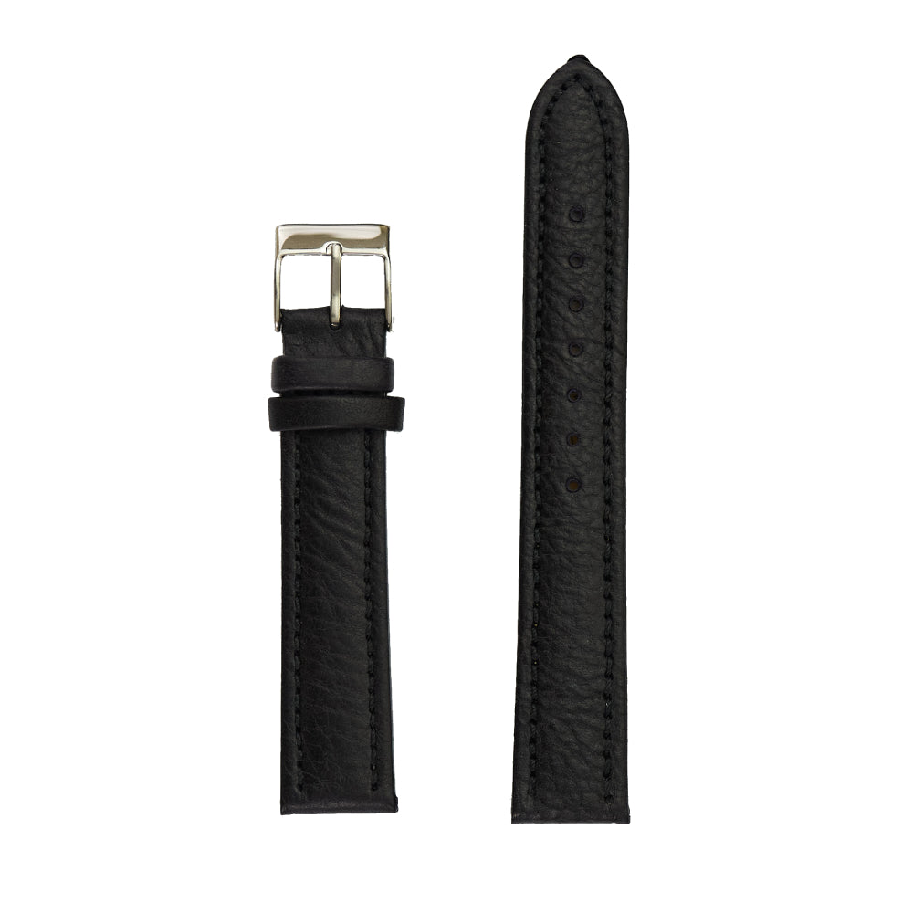 Black Men's High - Quality Smooth Genuine Leather Watch Band