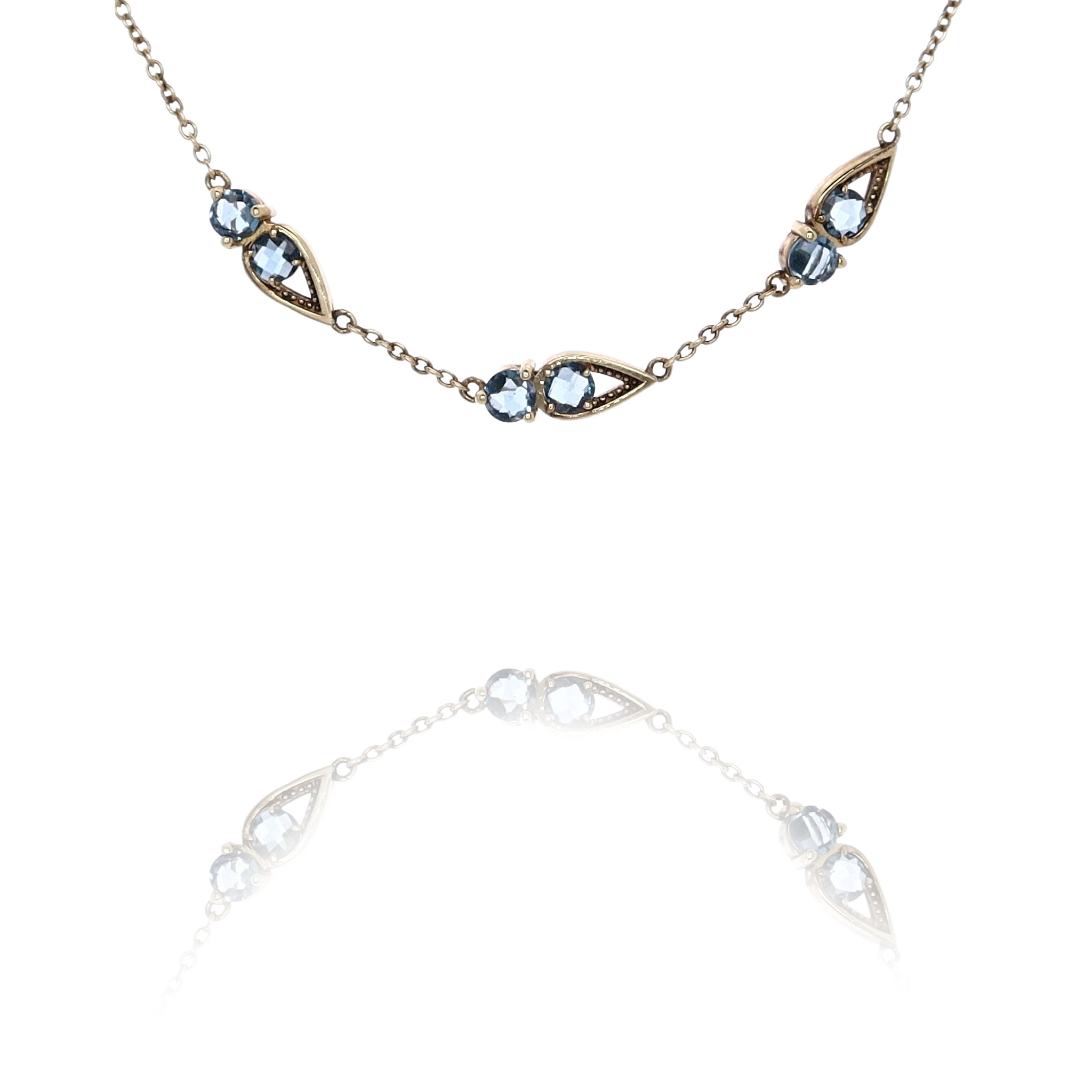 Tacori 14k Yellow Gold Double Station Necklace with London Blue Topaz Stones