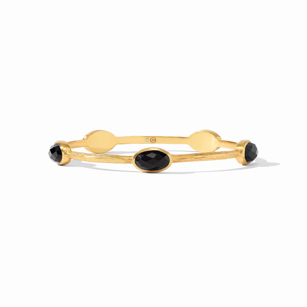 Julie Vos Exquisite Ivy Stone Hand - Etched Golden Bangle Jewelry