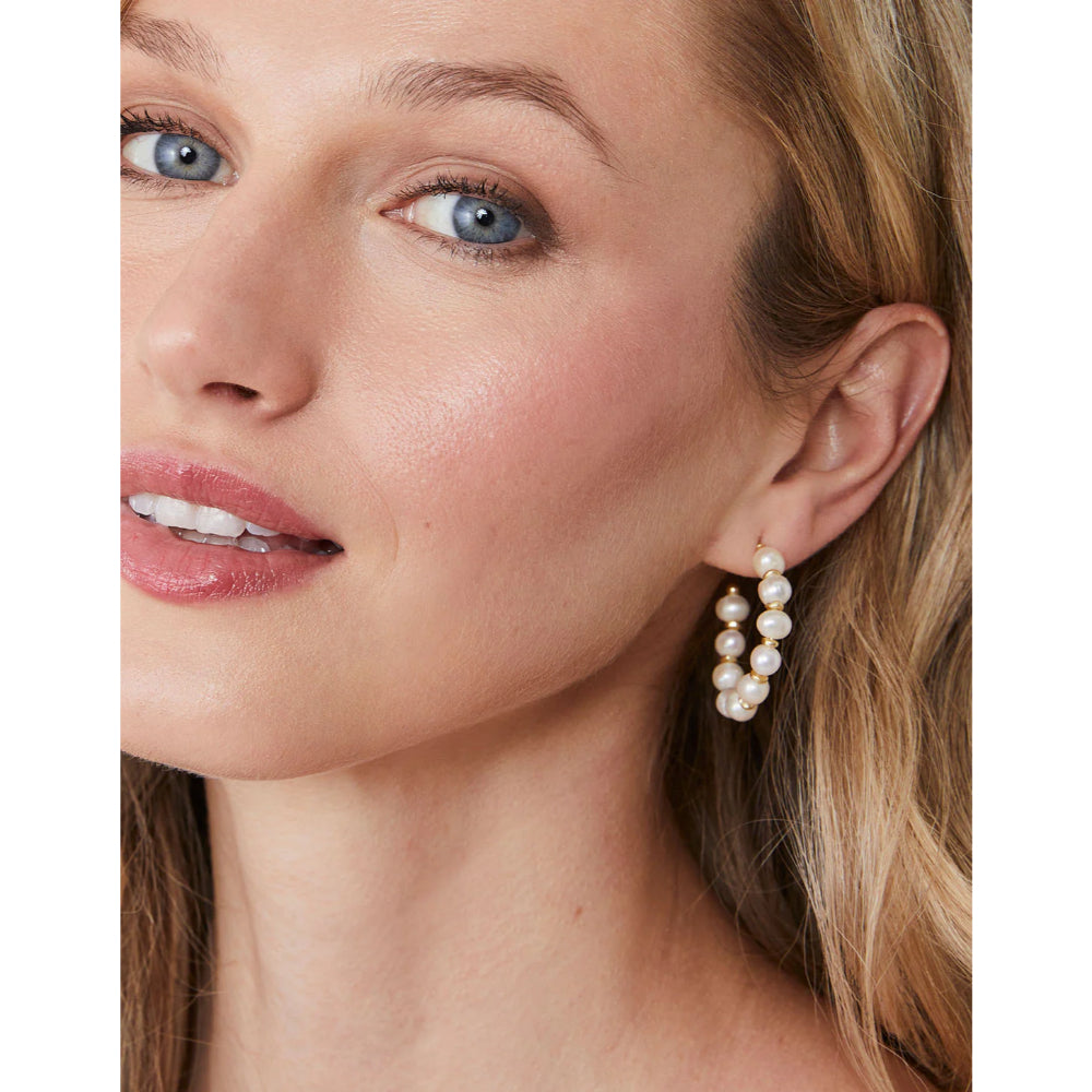 Spartina Pearl-Embellished Annabelle Beaded Hoop Earrings