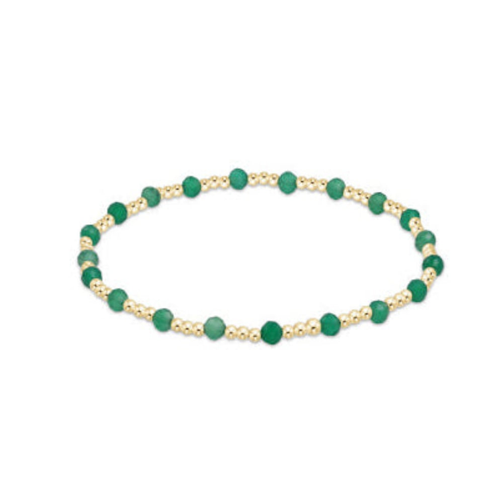 Exquisite enewton 6.25-inch Gemstone Gold Sincerity Pattern 3mm Bead Bracelet Crafted with Green Onyx