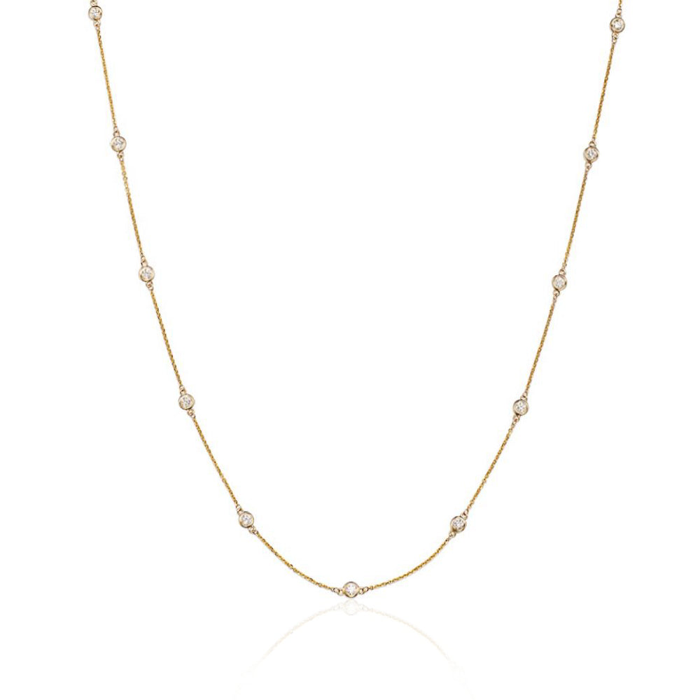 Smyth Diamond Classics 14k Gold Adjustable Diamond Necklace with Round Brilliant Cuts