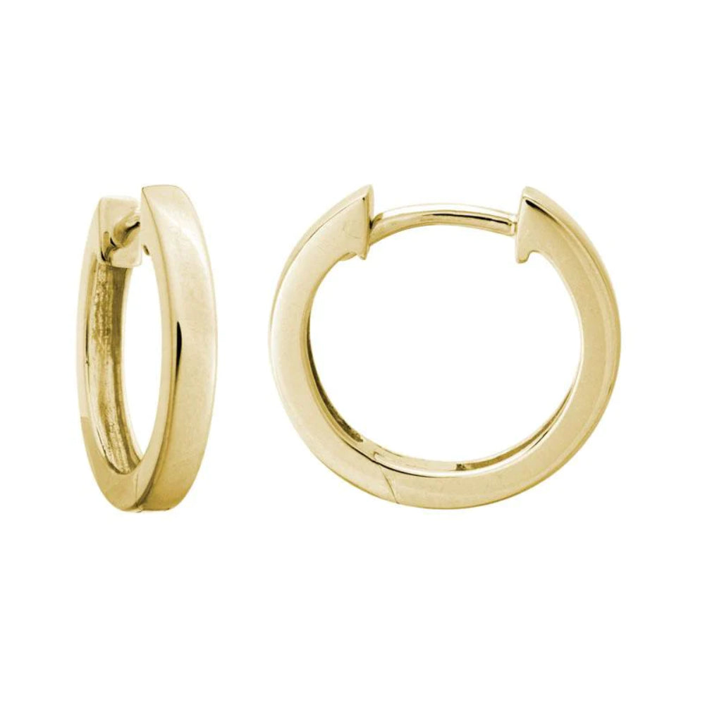 Stylish 14k Yellow Gold Hinged Hoops with Squared Edges