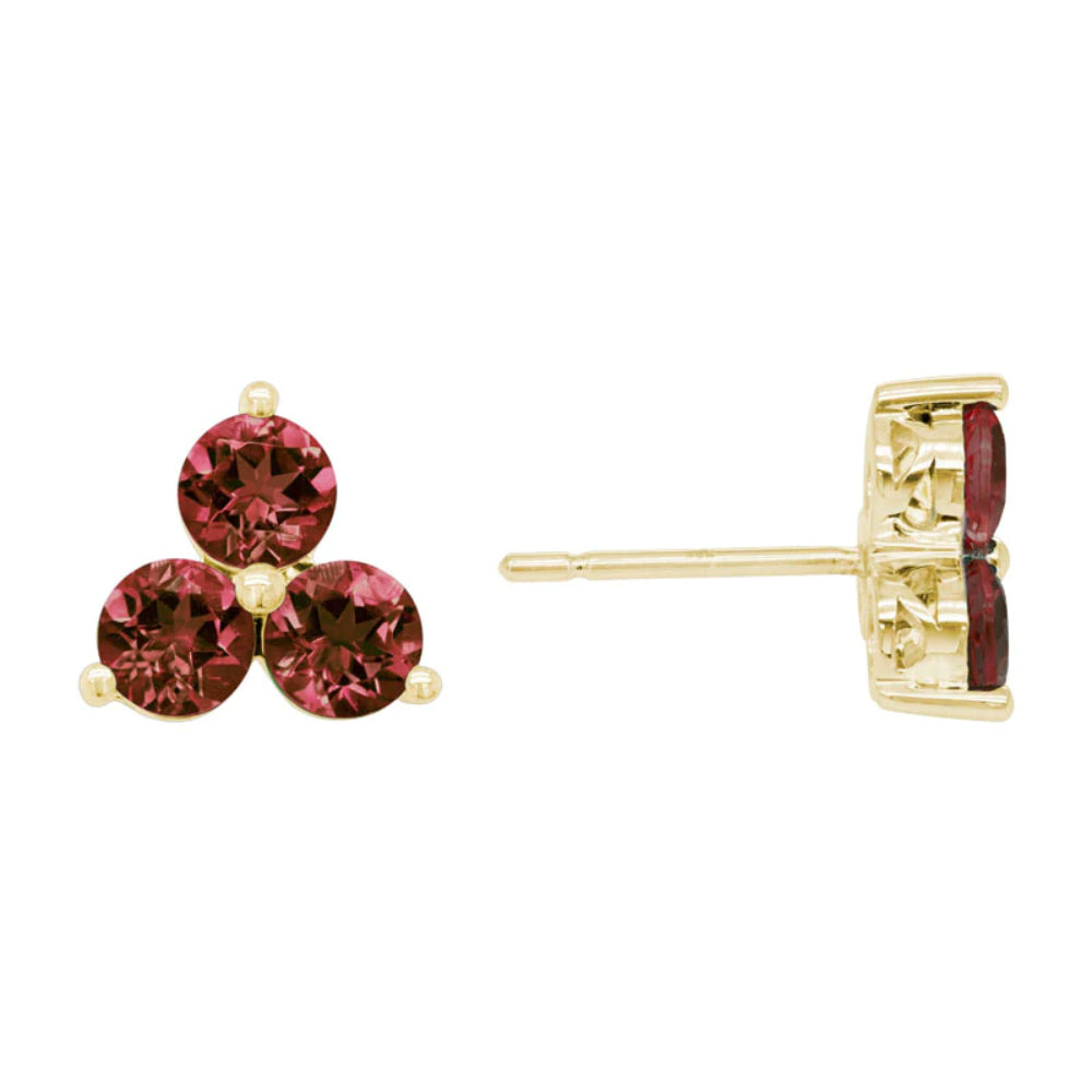 Exquisite 14k Gold Garnet Flower Stud Earrings for Timeless Luxury