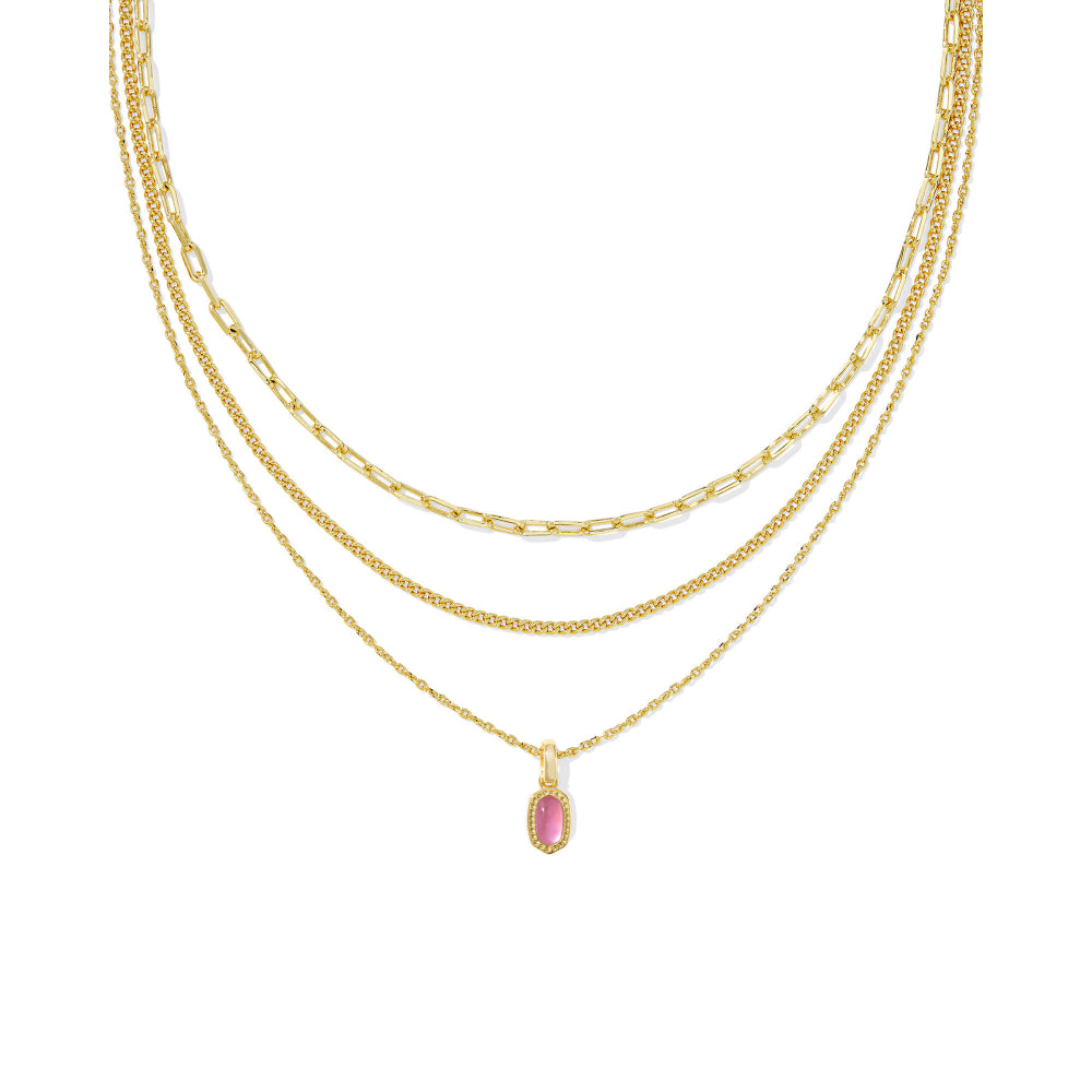 Kendra Scott Gold-Plated Mini Elisa Design Triple Strand Fashion Necklace for Effortless Layering