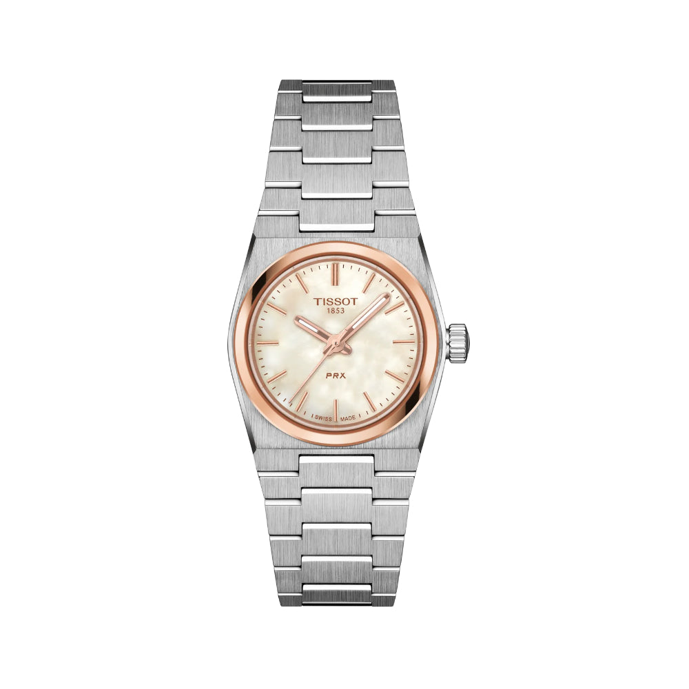 Tissot Rose Gold-Plated PRX 25mm Quartz Wristwatch - A Blend of 70’s Charm and Modern Elegance