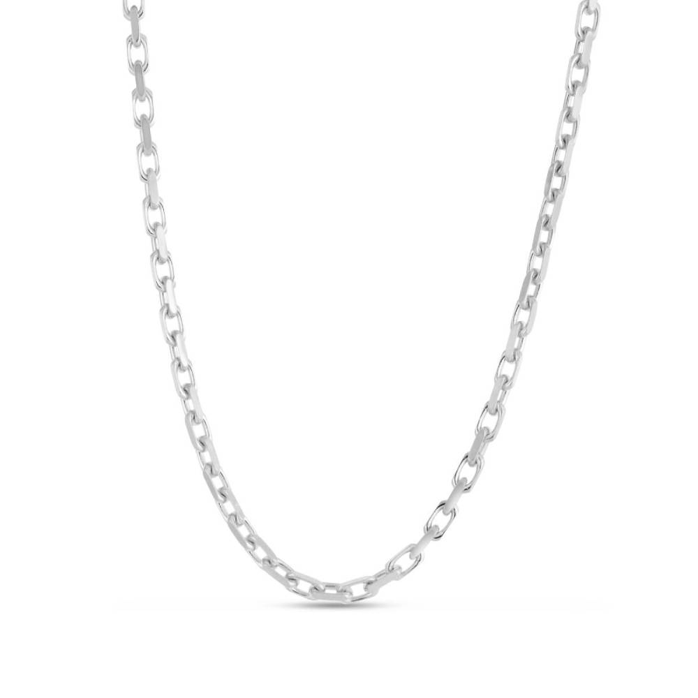 18-Inch 14k White Gold French Cable Chain Necklace with High Polish Finish