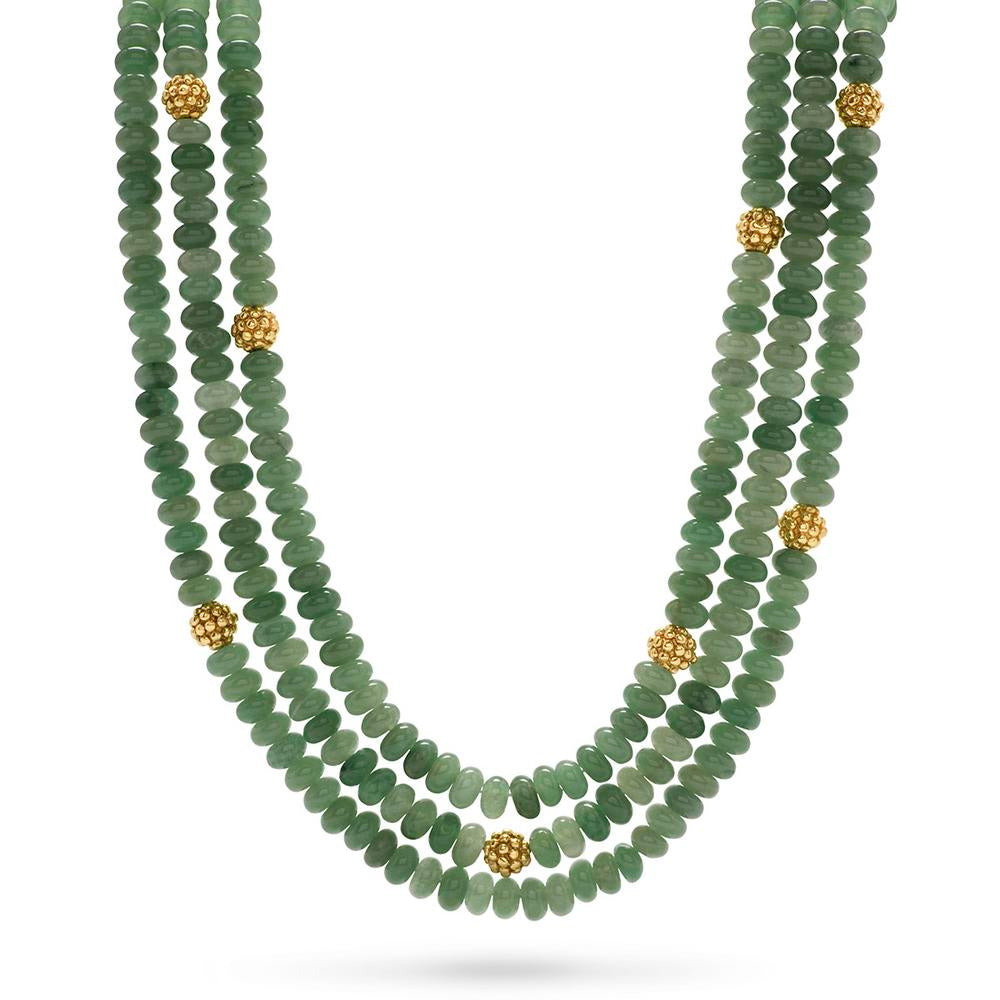 Capucine De Wulf Jewel-Toned Triple Strand Necklace with Golden Berries