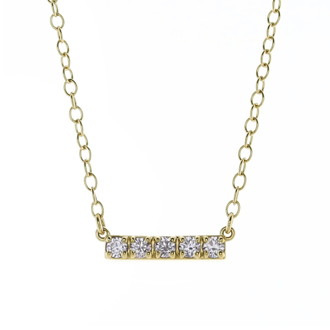 Enewton Couture 14kt Yellow Gold Significance Bar Necklace with Five Natural Round Diamonds