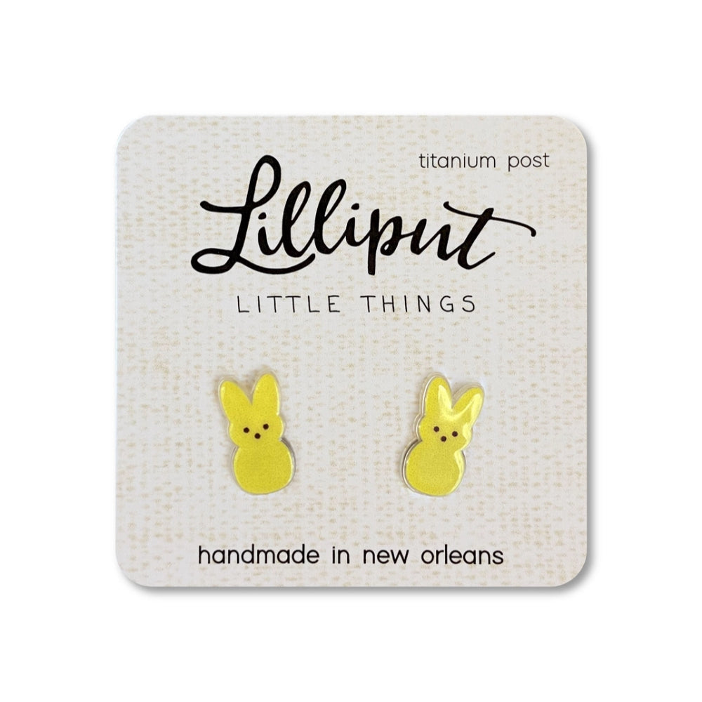 Adorable Lilliput Little Things Waterproof Easter Bunny Marshmallow Earrings