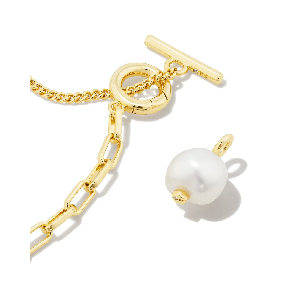 Kendra Scott Leighton Gold-Plated Convertible Pearl Chain Necklace - Ideal for Versatile Wear