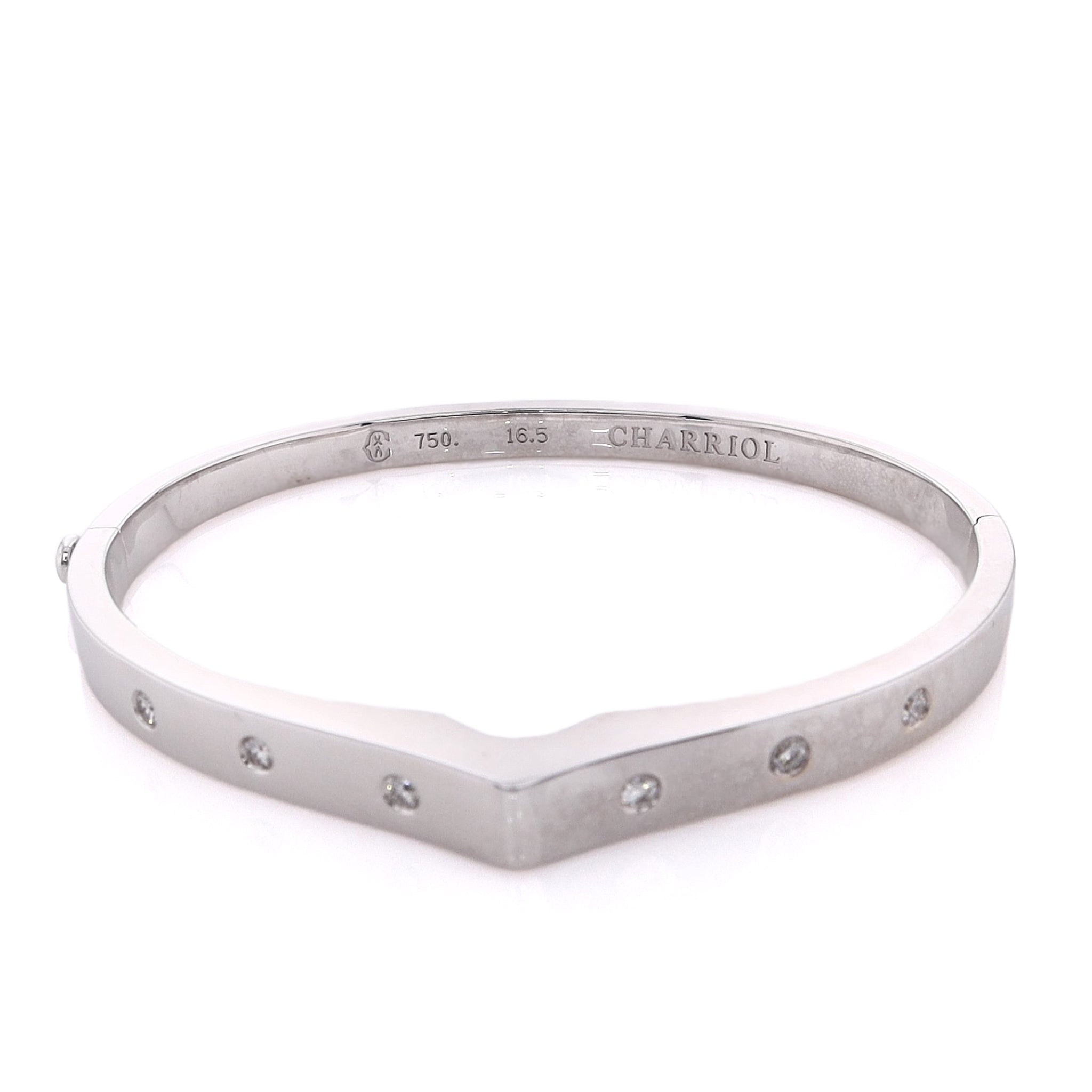 Exquisite 18 Karat White Gold Diamond Bangle Bracelet by Estate Philippe Charriol
