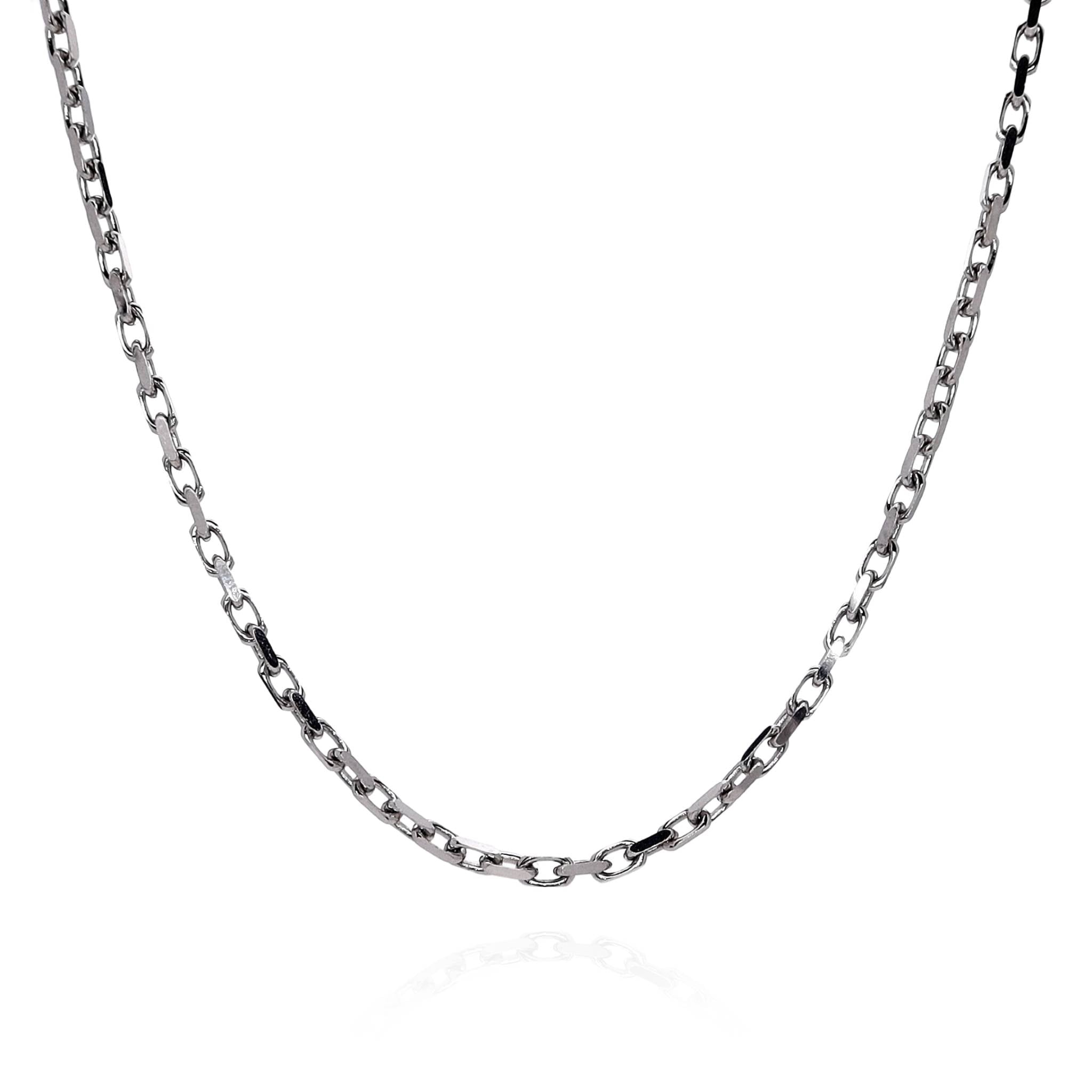 18-Inch 14k White Gold French Cable Chain Necklace with High Polish Finish