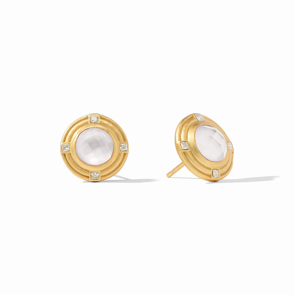 Julie Vos Astor Rose Cut Stone Studs in 24k Gold Plate