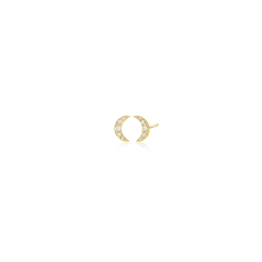 14k Gold Diamond Crescent Moon Stud Earrings by Rachel Reid