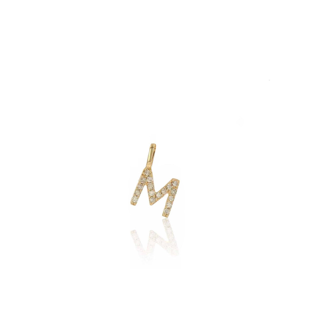 14k Yellow Gold Personalized Round Diamond Letter Charm by Rachel Reid