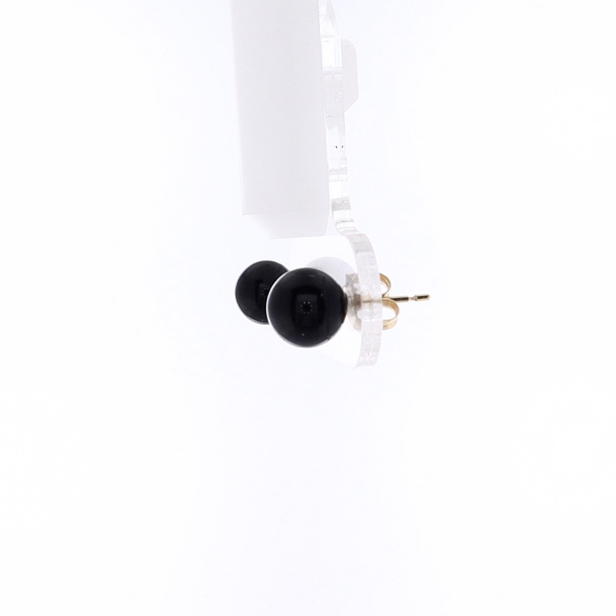 14 Karat Estate Yellow Gold Earrings with 8mm Onyx Beads