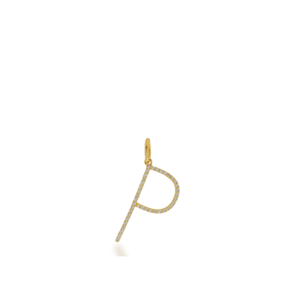14k Gold Oversized Personalized Diamond Initial Letter Charm
