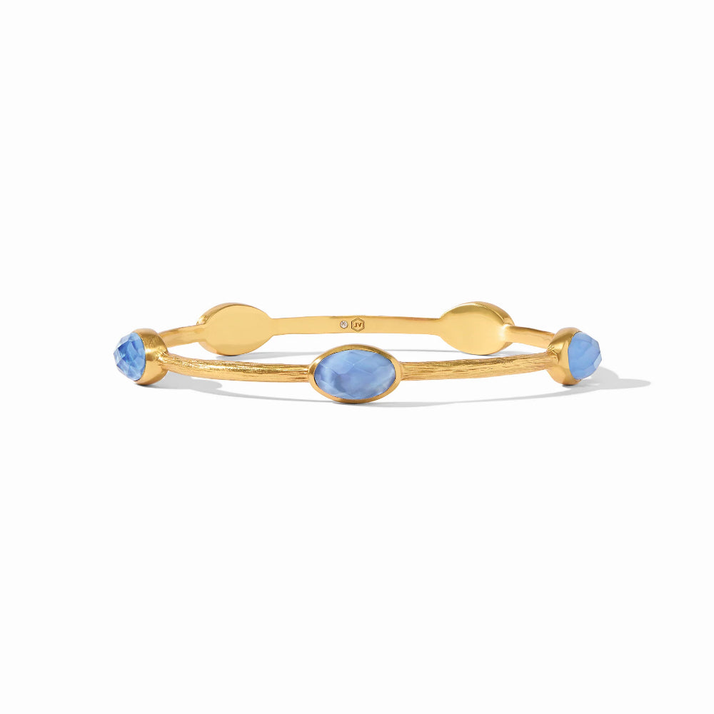 Julie Vos Exquisite Ivy Stone Hand - Etched Golden Bangle Jewelry