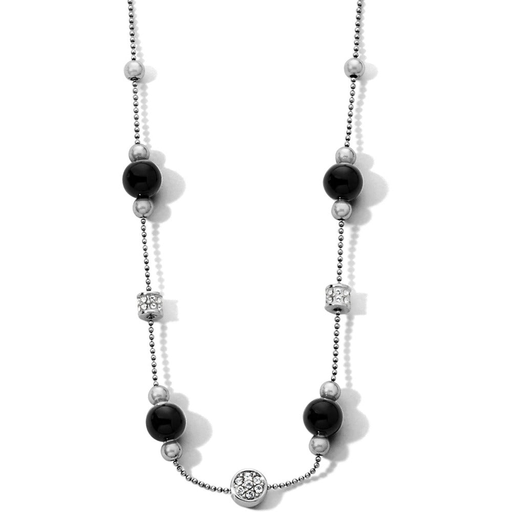 BRIGHTON Stylish Meridian Prime Station Short Necklace with Calming Black Stones