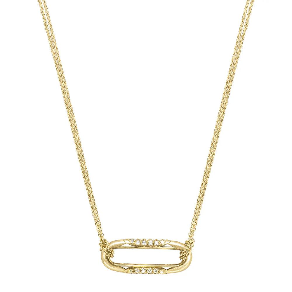 Tacori 18k Gold Satin Link Crescent Eclipse Diamond Pendant