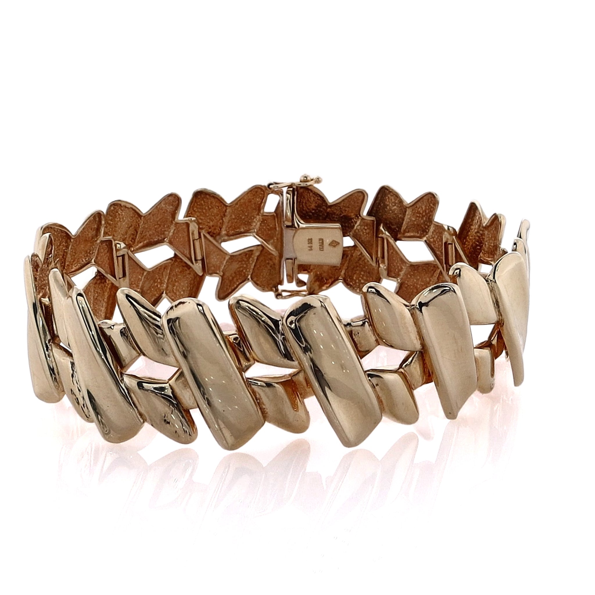 14 Karat Yellow Gold Polished Double - Tier Diagonal Bar Bracelet