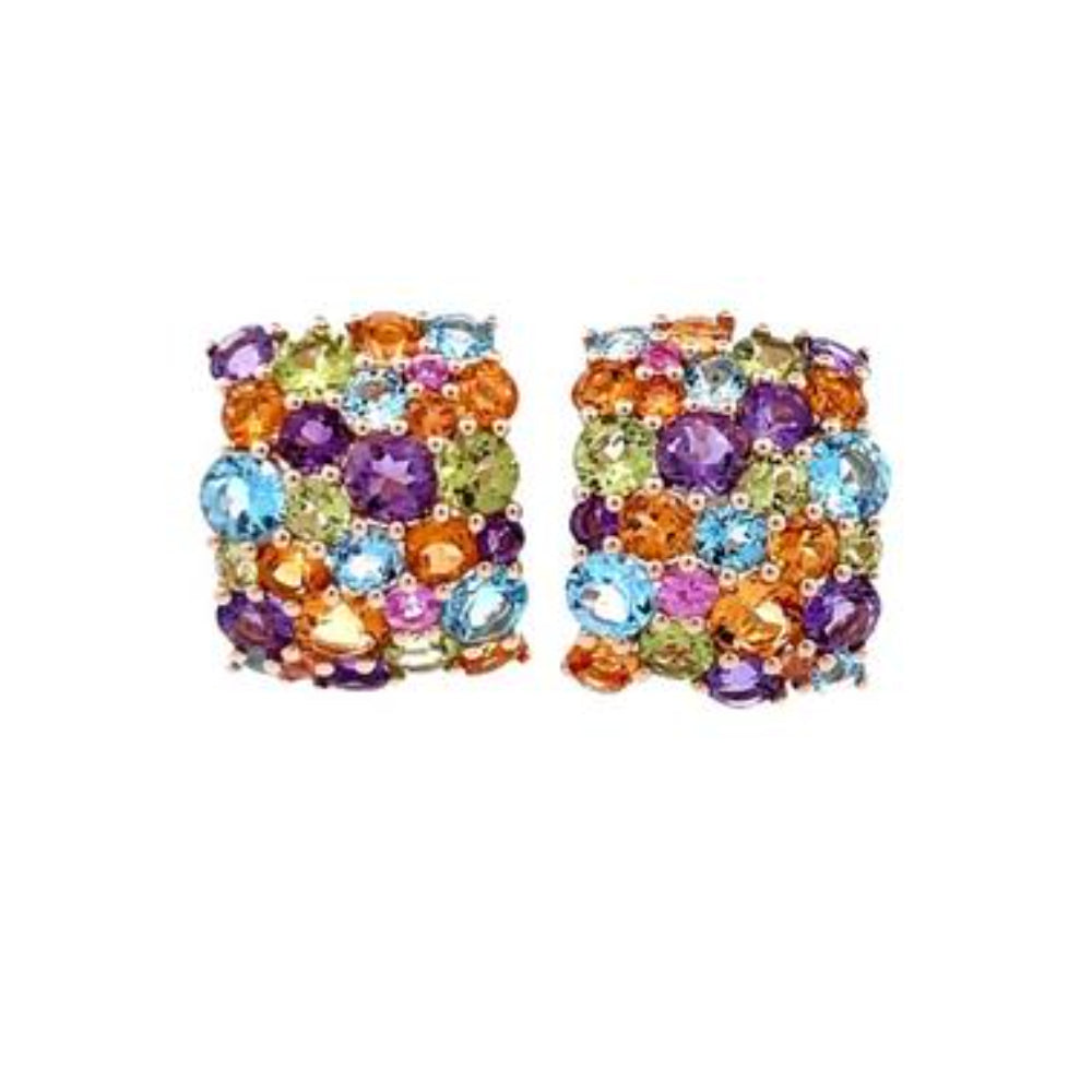 14k Gold Multi - Gemstone Palette Style Earrings for Fashionable Outfits