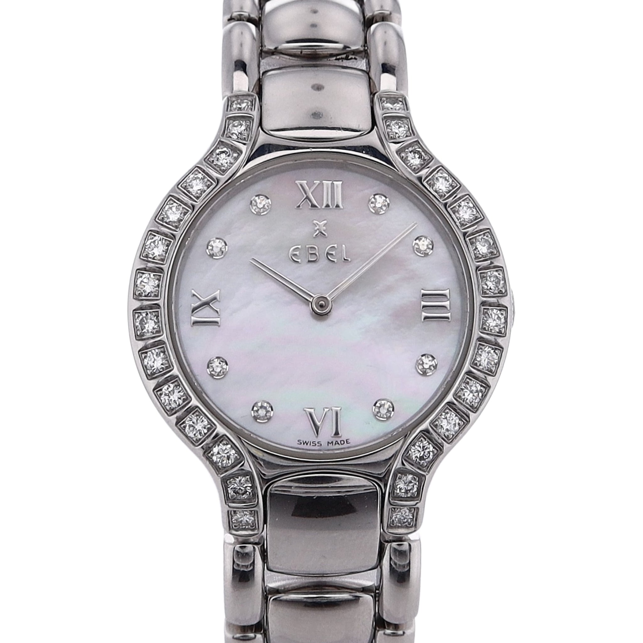 Ebel Estate Ladies Quartz Watch with Stainless Steel Case, Diamond Bezel and Pearl Dial