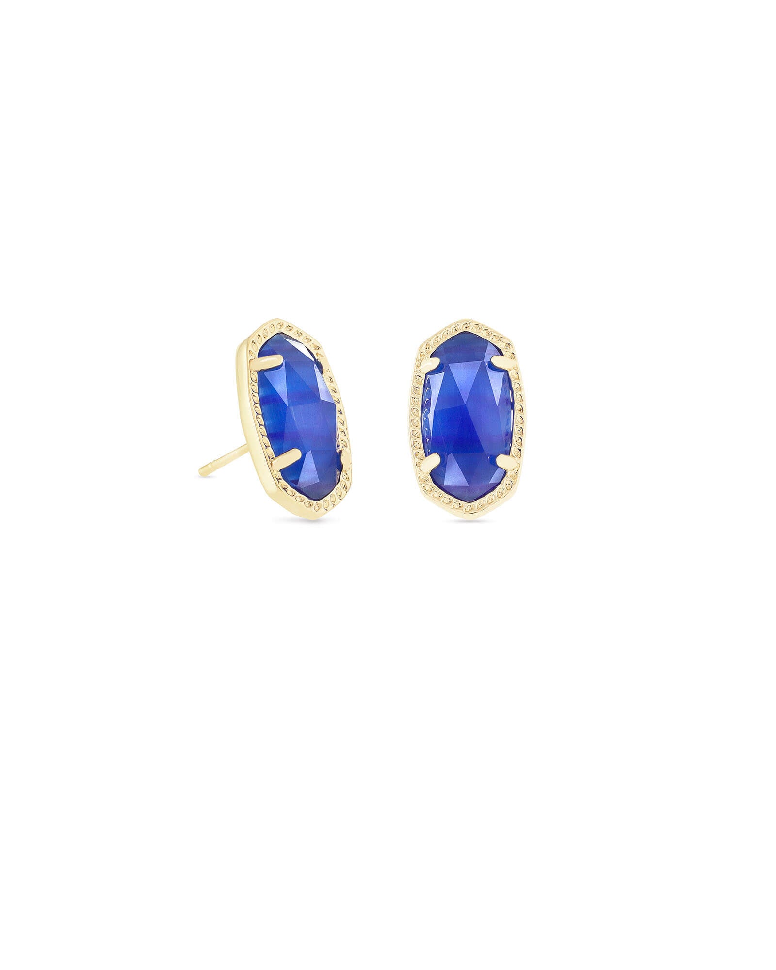 Kendra Scott 14k Gold-Plated Ellie Stud Earrings with Cobalt Cats Eye Design