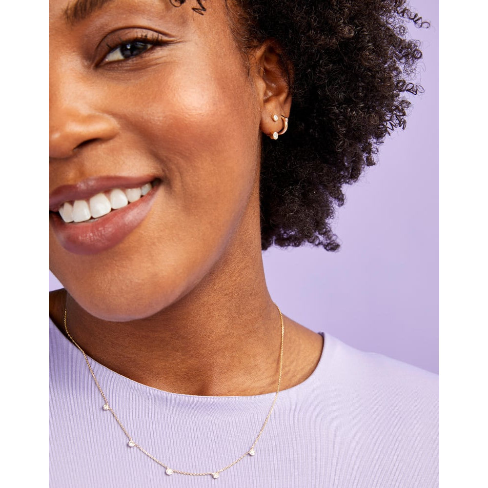 Kendra Scott Audrey 14k Gold Strand Necklace Adorned with White Diamonds, a Stunning Jewelry Piece