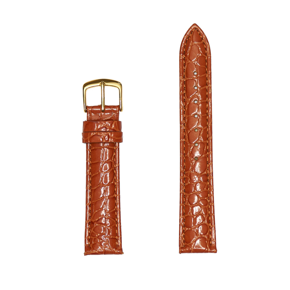 Men's Stylish Genuine Crocodile Grain Leather Watch Strap in Tan Color