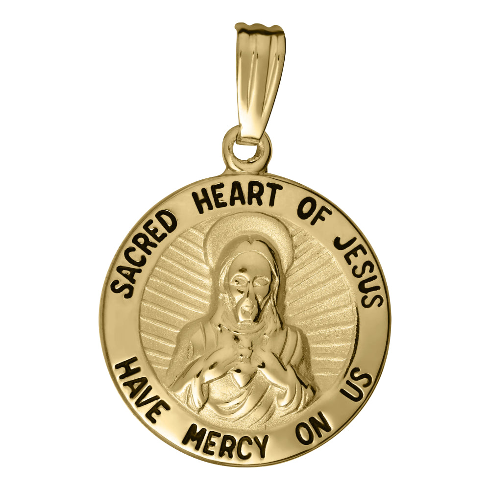 14k Gold Religious Round Scapular Medal for Devotion