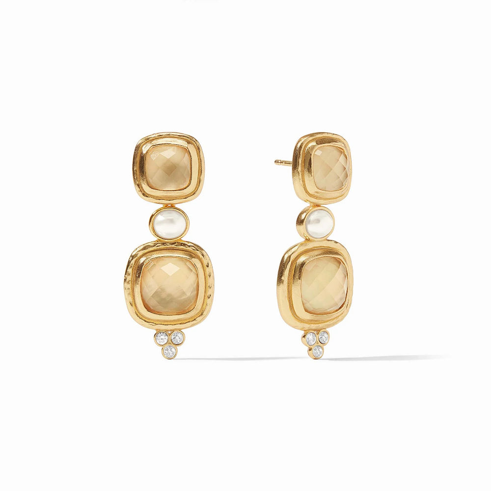 Julie Vos Tudor Shimmering Gemstone and Pearl Statement Earrings