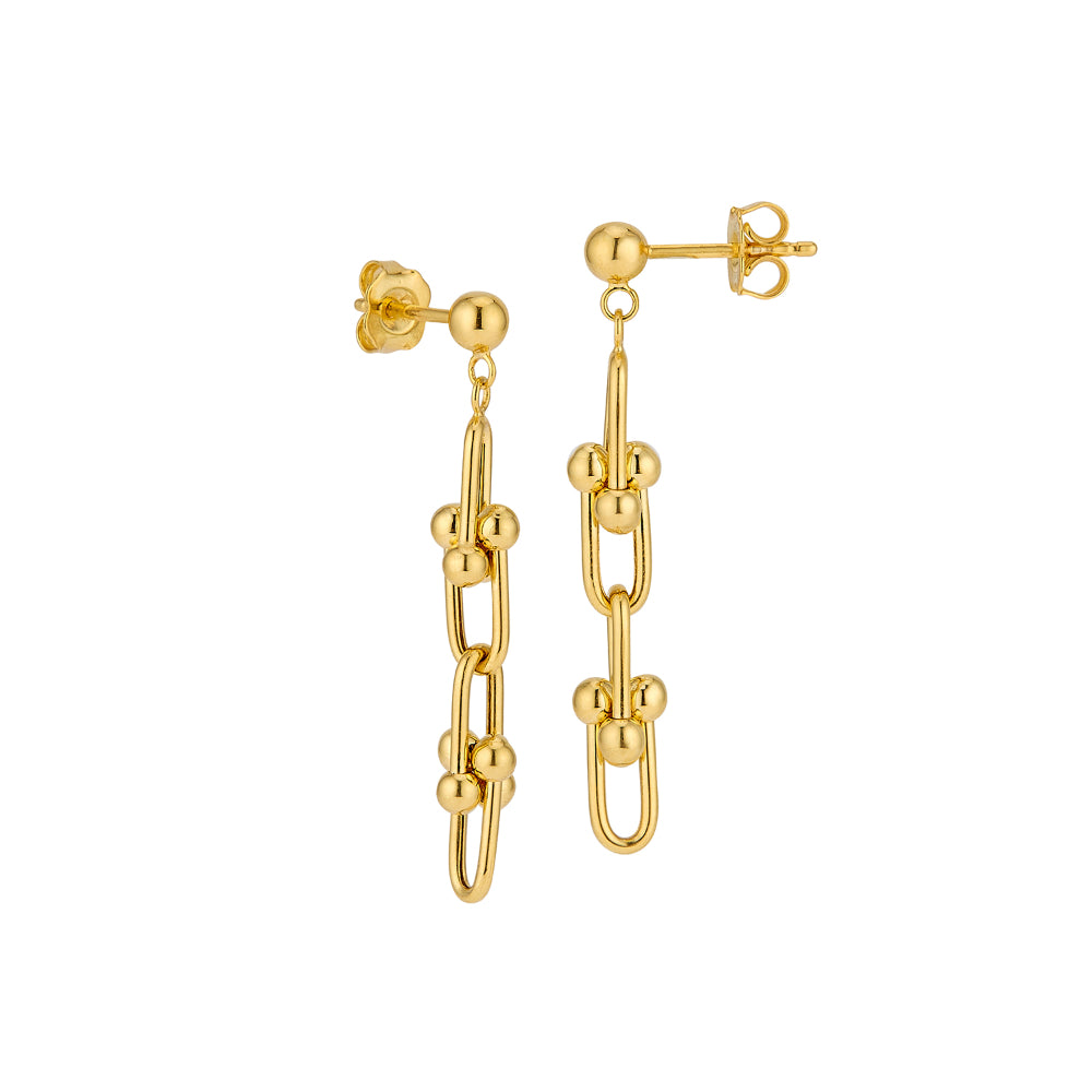 Exquisite 14k Gold U-Link Designer Drop Earrings for Fashionable Women