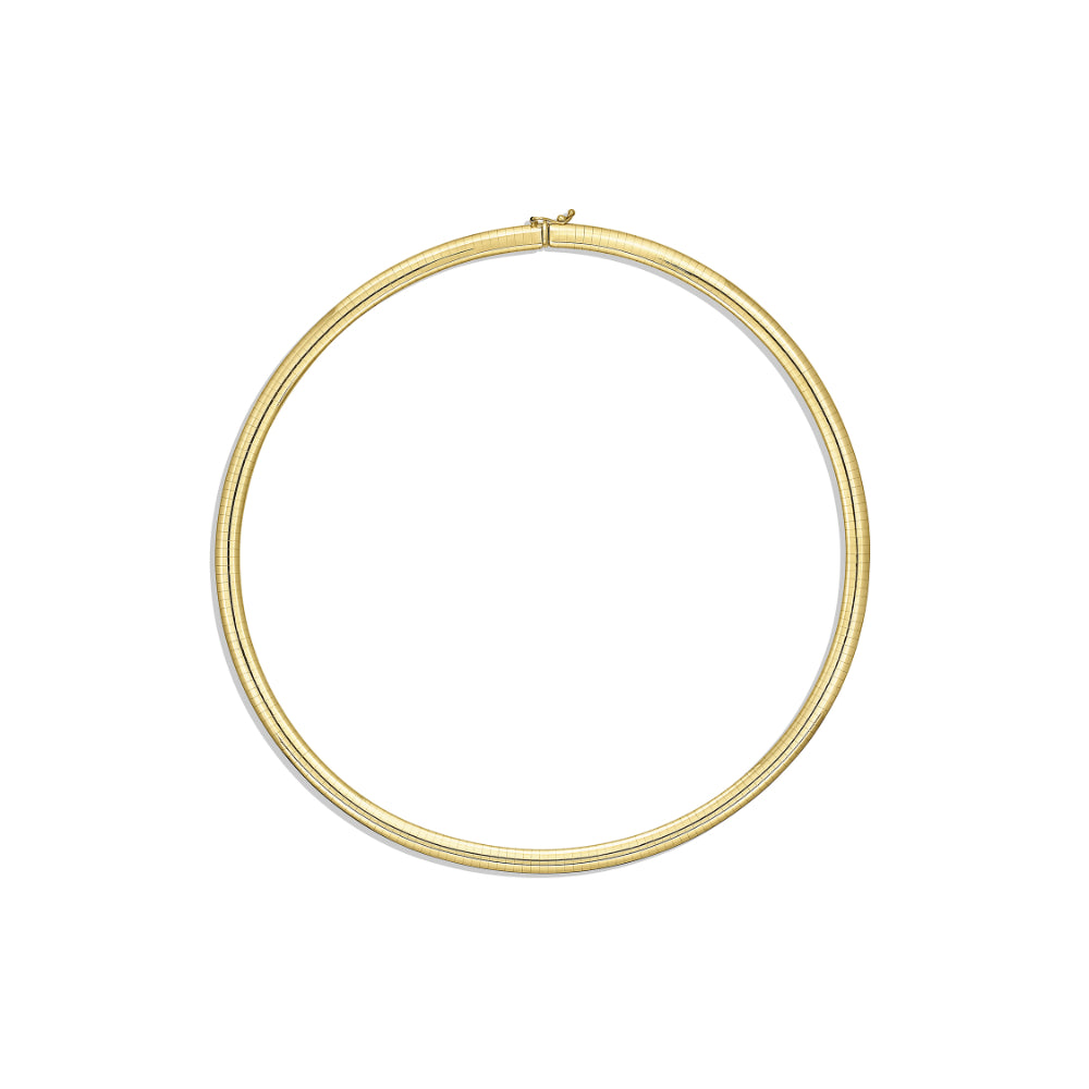 Luxurious 14k Yellow Gold 6mm Wide Omega Style Necklace for Elegant Outfits
