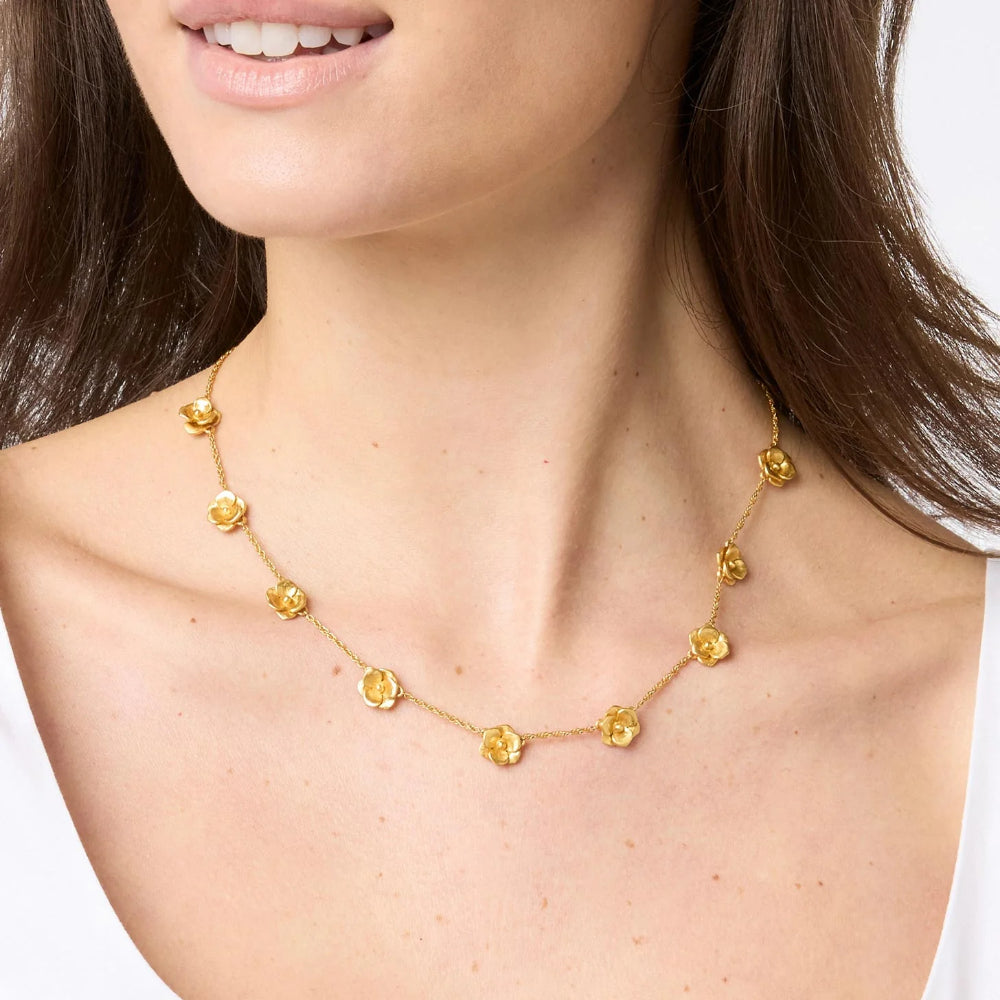 Julie Vos Delicate Golden Bloom Adjustable Station Necklace