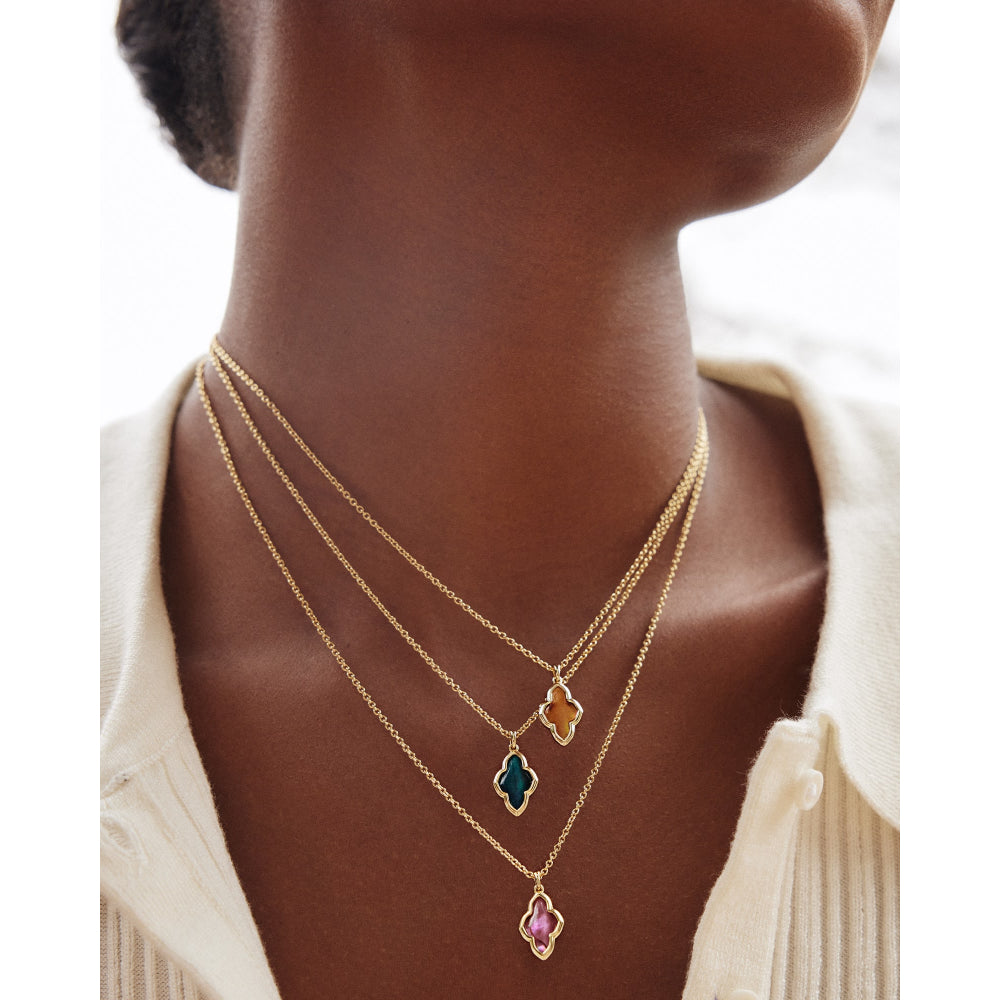Kendra Scott Abbie Gold-Framed Short Pendant Necklace for Women's Fashion Jewelry Collection