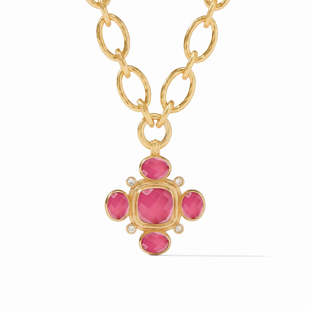 Julie Vos 24k Gold-Plated Tudor Statement Necklace with Gemstone and Pearls