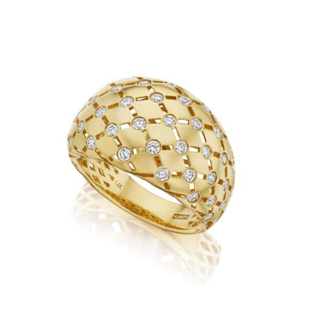 A. Jaffe 14k Yellow Gold Domed Ring Adorned with 46 Sparkling Diamonds